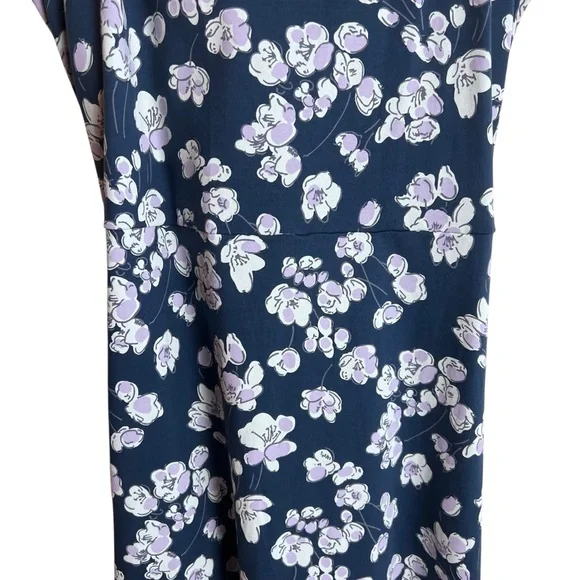 Pact Blue Floral Organic Cotton Sleeveless Fit & Flare Midi Dress Size L - Picture 6 of 11